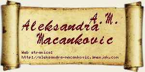 Aleksandra Macanković vizit kartica